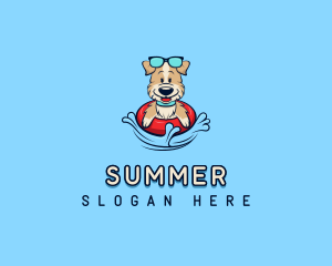 Sunglasses Swimming Dog logo design