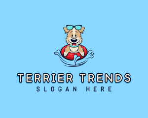 Terrier - Sunglasses Swimming Dog logo design