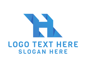 Letter H - Origami Geometric Letter H logo design