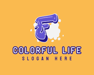 Vibrant - Blockbuster Graffiti Letter F logo design