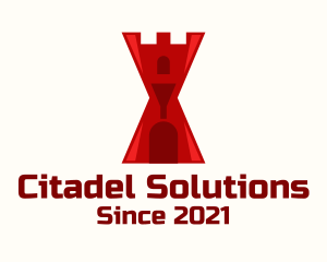 Citadel - Red Castle Hourglass logo design