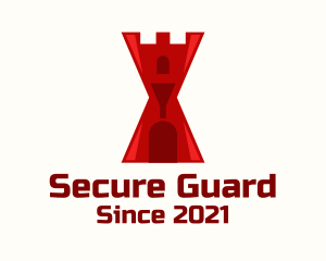 Defense - Red Castle Hourglass logo design