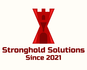 Bulwark - Red Castle Hourglass logo design