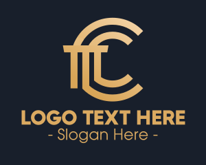 Greek Column - Golden Column Letter C logo design