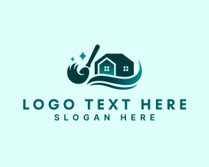 House - House Cleaning Mop logo design