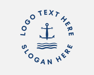 Fishing - Anchor Ocean Waves logo design