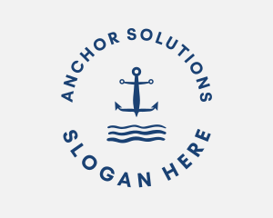 Anchor Ocean Waves logo design