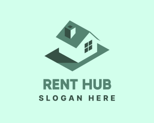 Rent - Green Real Estate House logo design