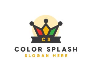 Colorful Polygon Crown  logo design