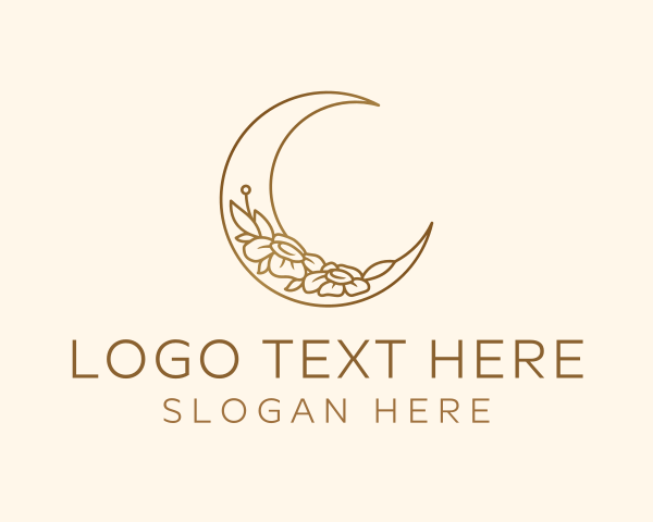 Botanical - Golden Lunar Flower logo design