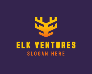 Elk - Digital Tech Antler logo design