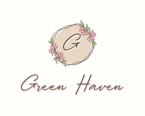 Nature Flower Leaf Wreath logo design