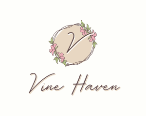 Nature Flower Leaf Wreath logo design