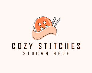 Knitter - Sewing Button Needle Thread logo design