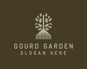 Leaf Rake Yard Gardening logo design