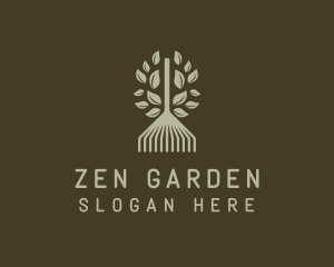 Leaf Rake Yard Gardening logo design