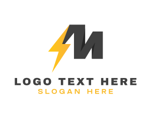 Voltage - Thunder Flash Letter M logo design