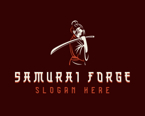 Female Samurai Sword logo design