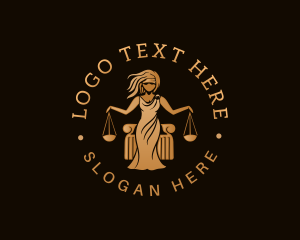 Statue - Female Law Scale logo design