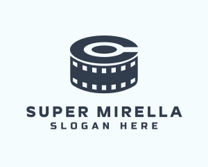 Production - Blue Film Reel Letter C logo design