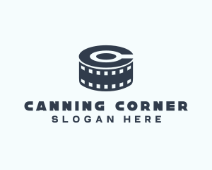 Blue Film Reel Letter C logo design