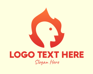 Flammable - Orange Flame Human logo design