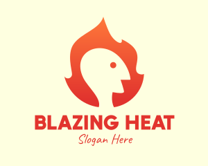 Orange Flame Human logo design