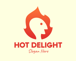 Orange Flame Human logo design