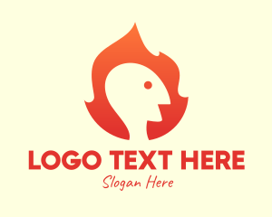 Fire Station - Orange Flame Human logo design