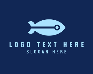 Blue Fish - Cyber Fish Missile logo design