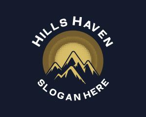 Mountain Halftone Sun logo design