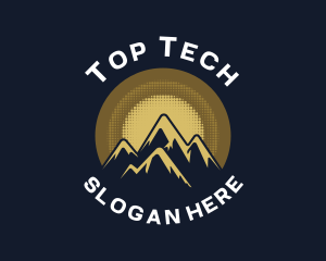 Top - Mountain Halftone Sun logo design