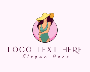Girl - Swimsuit Fashion Hat logo design