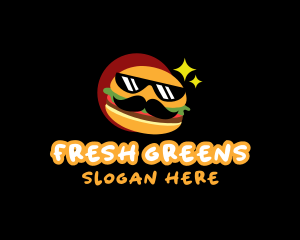 Lettuce - Mustache Burger Food logo design