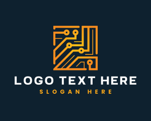 Technology - Circuit Technology Square logo design