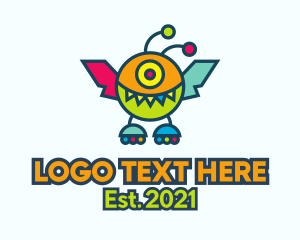 Skate - Flying Roller Skate Monster logo design