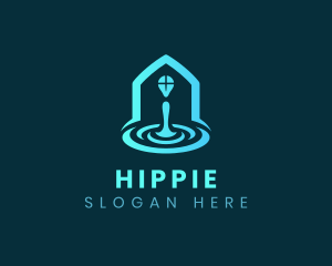 Water Drop Ripple House  Logo