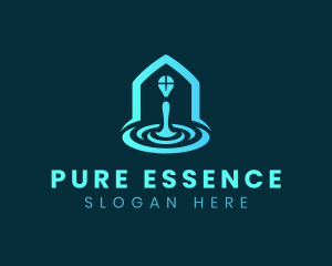 Purification - Water Drop Ripple House logo design