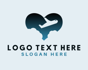 Travel Blogger - Heart Airplane Clouds logo design