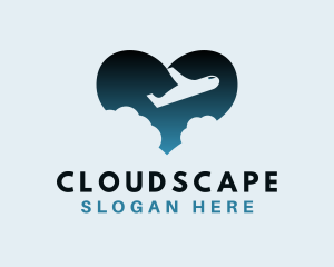 Clouds - Heart Airplane Clouds logo design