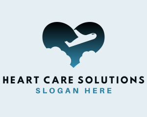 Heart Airplane Clouds logo design