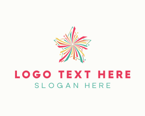 Fireworks - Colorful Fiesta Star Firework logo design