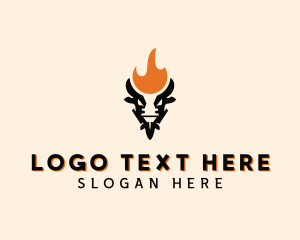 Grilling - Cow Flame Barbecue logo design