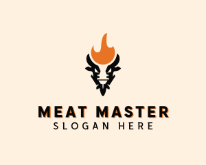 Cow Flame Barbecue logo design