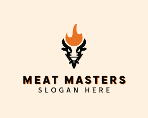 Cow Flame Barbecue logo design