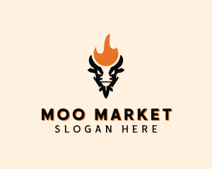 Cow - Cow Flame Barbecue logo design