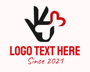 Valentine - Heart Hand Gesture logo design