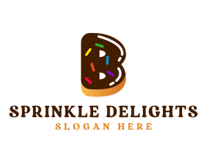 Sprinkle - Sweet Dessert Donut Letter B logo design