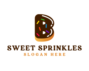 Sprinkles - Sweet Dessert Donut Letter B logo design