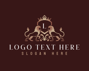 Expensive - Premium Lion Crown Shield logo design